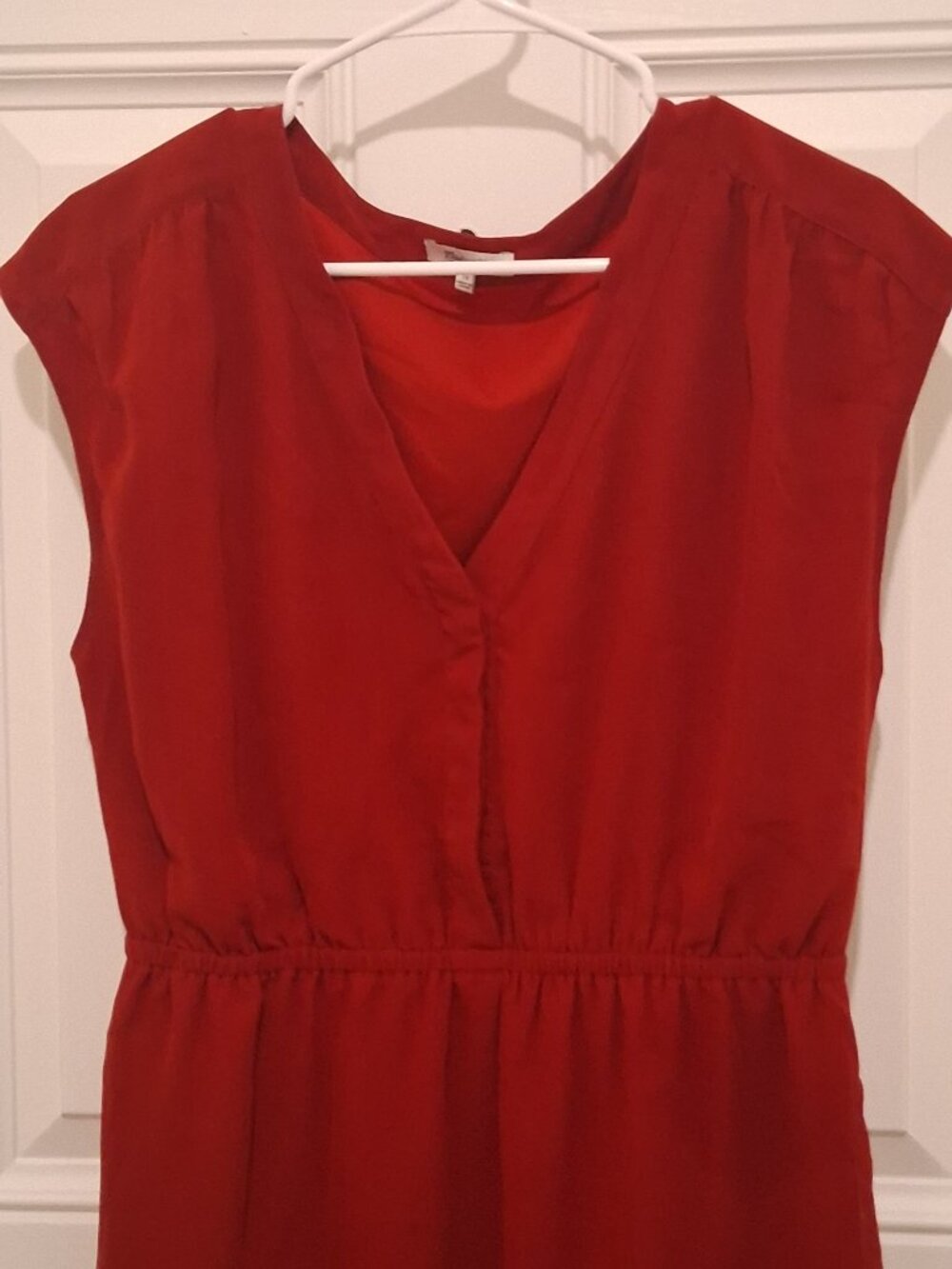 Madewell | Women's Dress | Red Silk V Neck, Sleeveless | Size 10 (M)